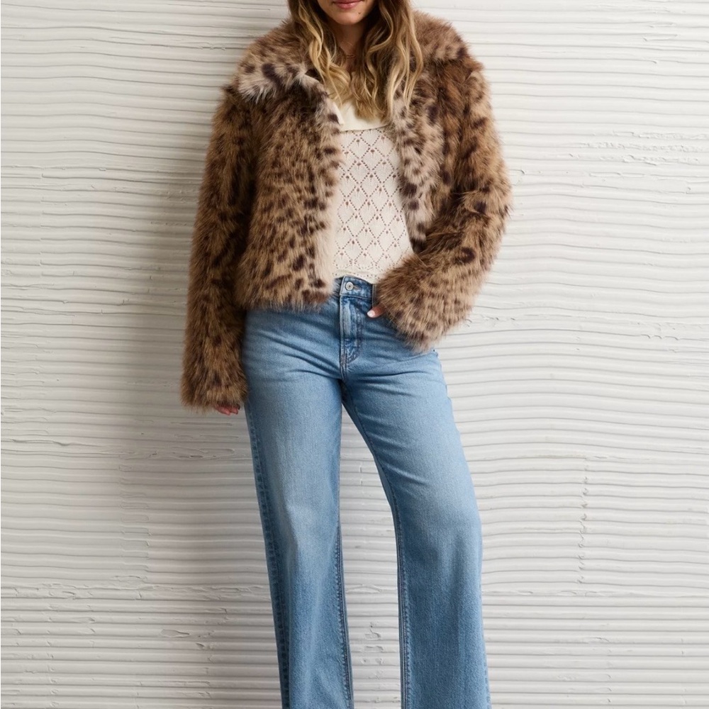 American Eagle Outfitters Brown Faux Fur Jacket
